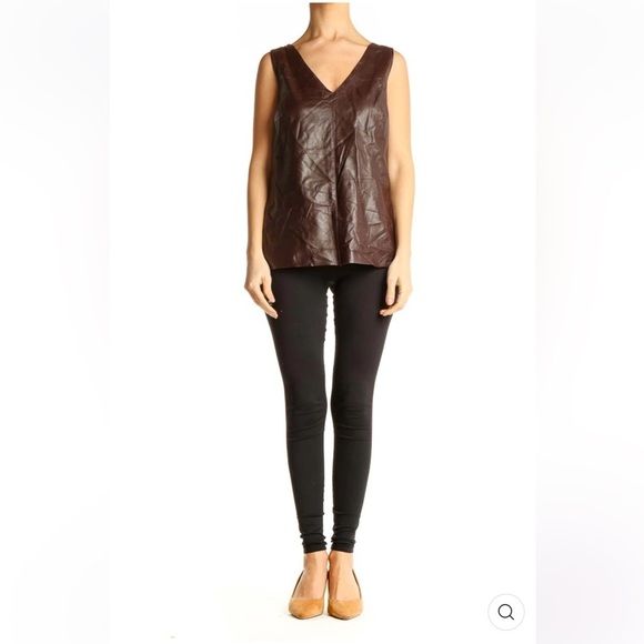 ECRU Brown Bohemian Leather Tank Top Size M/8 - Picture 1 of 14